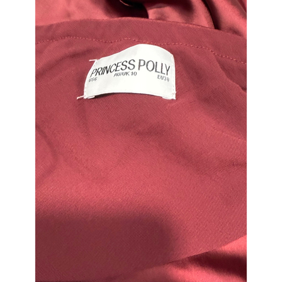 Princess Polly Burgundy Satin Maxi Dress Size 6 | Spaghetti Strap Slip Gown NWOT - Picture 6 of 6